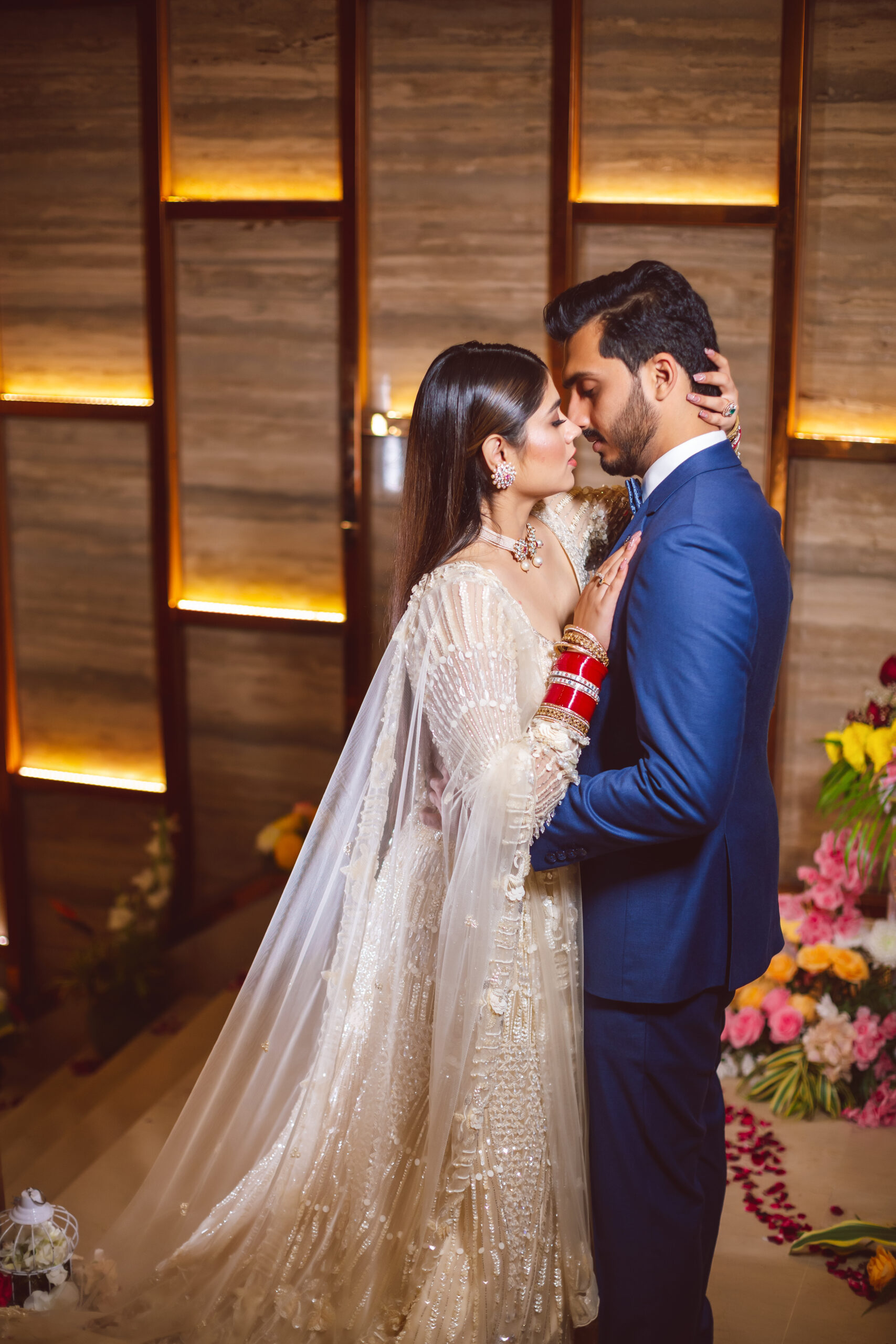 Photo of romantic first dance shot by couple on sangeet or reception
